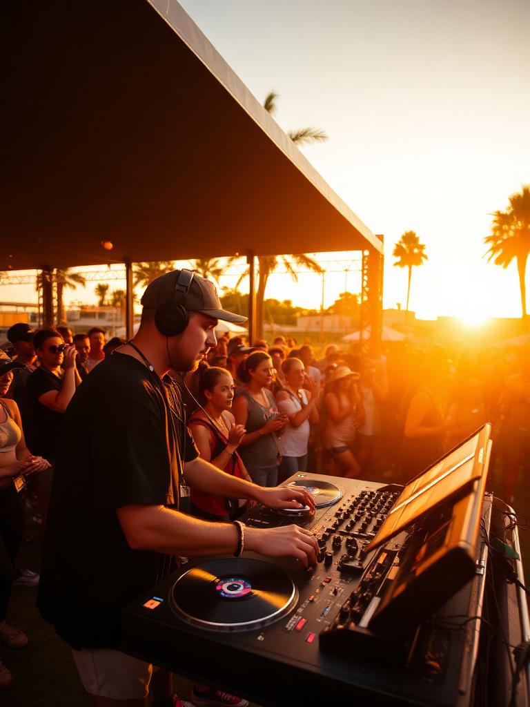 Live DJ at an outdoor fitness event