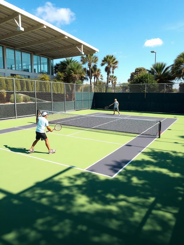 Padel players on court